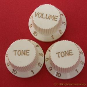 3 IVORY STRATOCASTER ELECTRIC GUITAR KNOBS